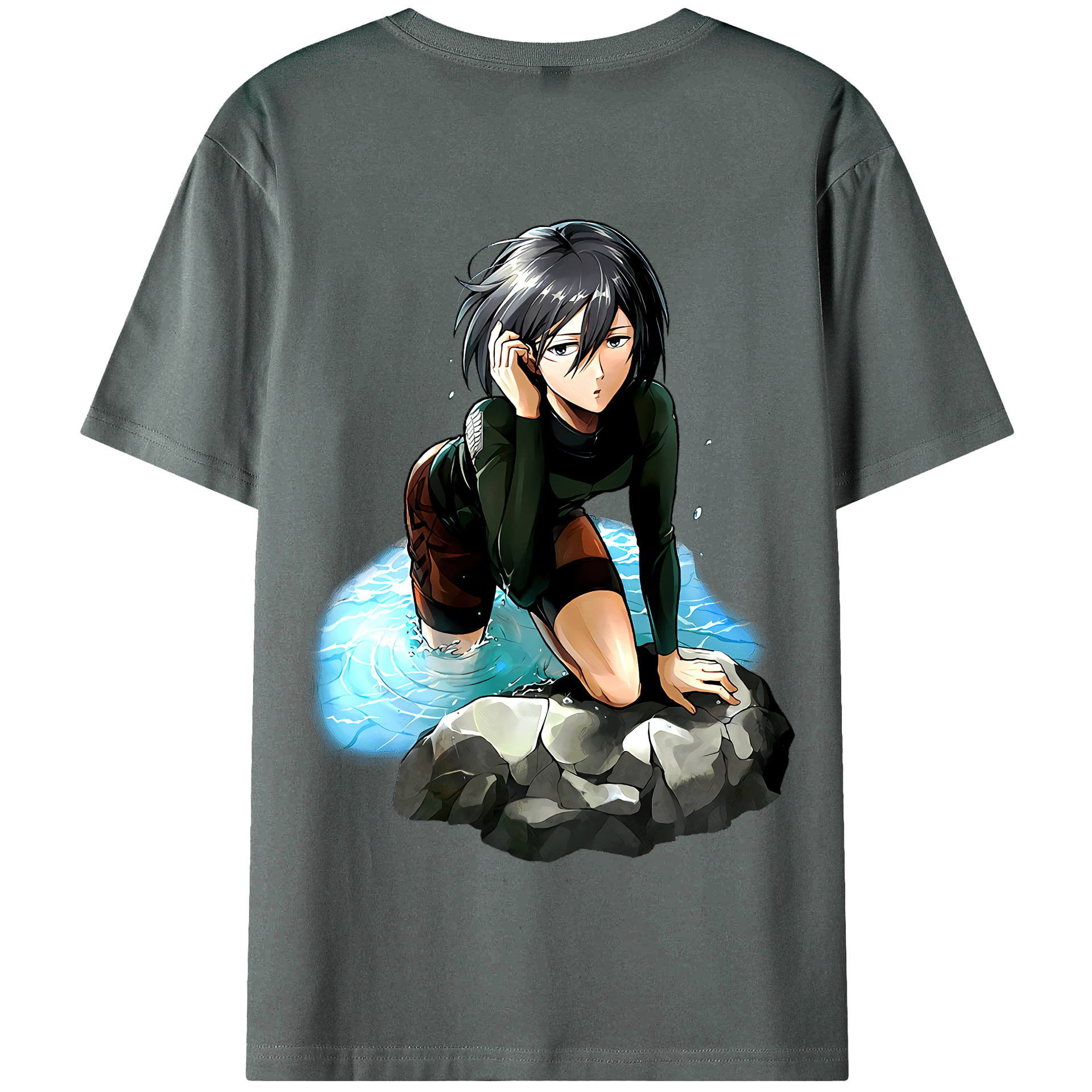 （画像用） 進撃の巨人 ミカサ·アッカーマン Attack on Titan Mikasa Ackerman 綿100％半袖Tシャツ（背面プリント）